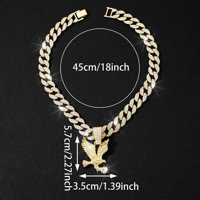 Wholesale Full Diamond Spread Wings Eagle Pendant Cuba Alloy Necklace JDC-NE-RenQ008