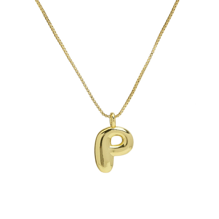 Wholesale 18k Brass Glossy Balloon 26 English Letters Necklace JDC-NE-BaiYi004