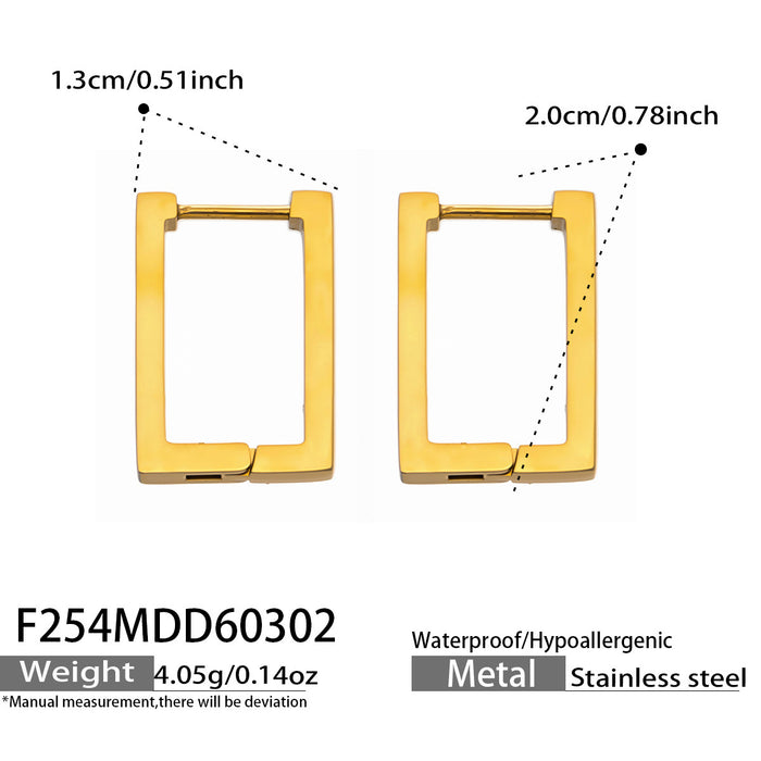 Wholesale Minimalist Geometric Rectangular Stainless Steel Hoop Earrings