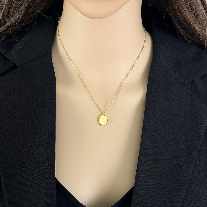 Wholesale Minimalist Light Luxury Necklace, Genuine Gold Plated English Engraved Pendant Jewelry