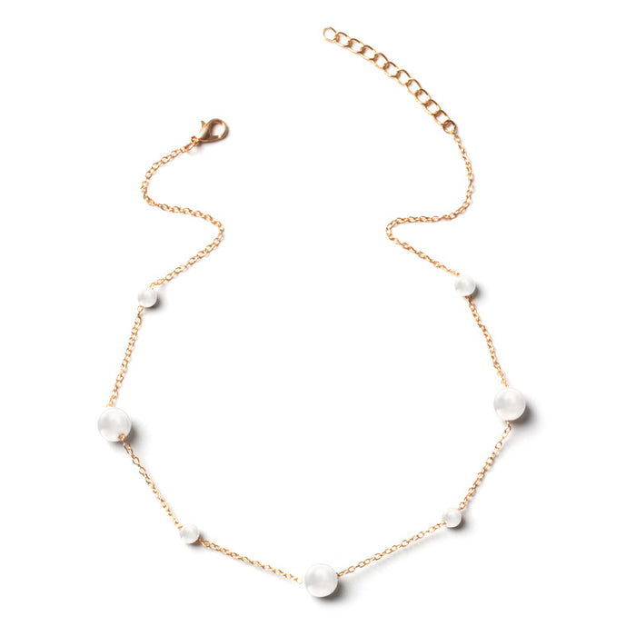 Wholesale New personalized jewelry, simple pearl necklace, fashionable street photography chain necklace, natural temperament sweater chain