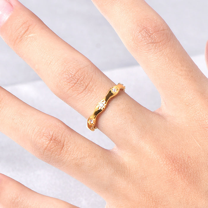 Wholesale French Style Light Luxury Exquisite Geometric Corrugated Ring