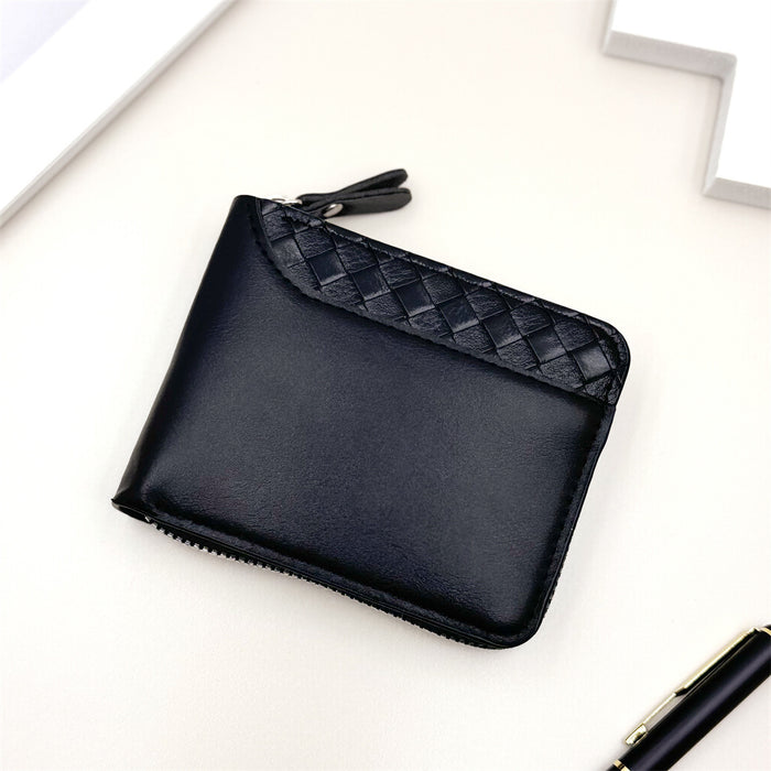 Wholesale Retro Plaid PU Leather Zipper Wallet - Trendy Men' s Short Bifold for Everyday Use MOQ≥2
