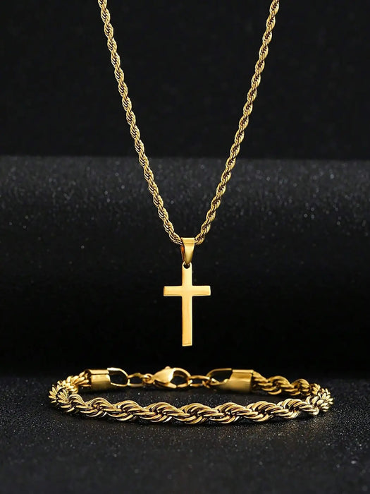 Wholesale Stainless steel smooth cross titanium steel necklace solid color accessories collarbone chain