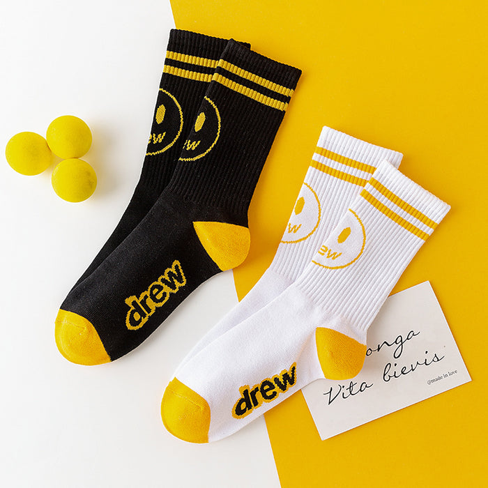 Wholesale Smiley Face Graffiti Letters Cotton Socks JDC-SK-JiaY008