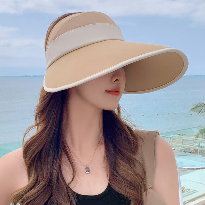 Wholesale Fisherman's hat, sun hat, women's large brim, empty top, summer UV protection, foldable, face covering, ice silk sun