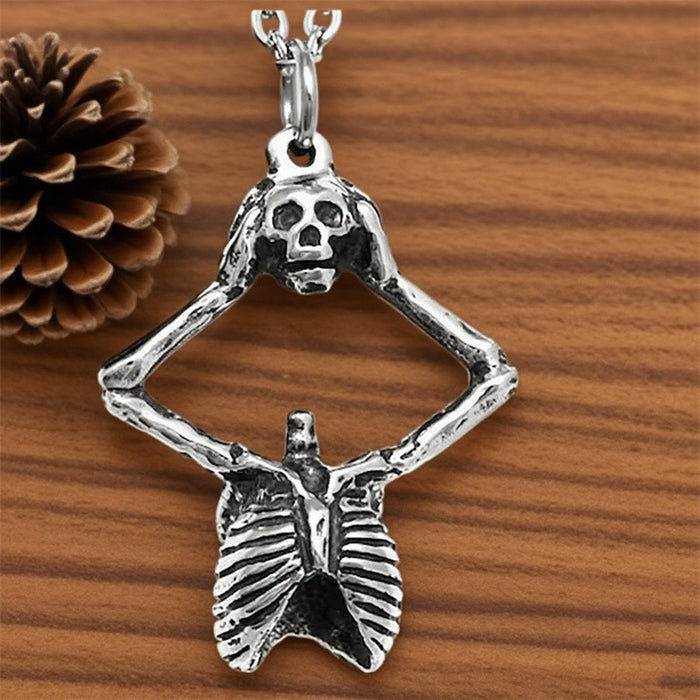 Wholesale  funny skull pendant necklace personality exaggerated retro versatile necklace