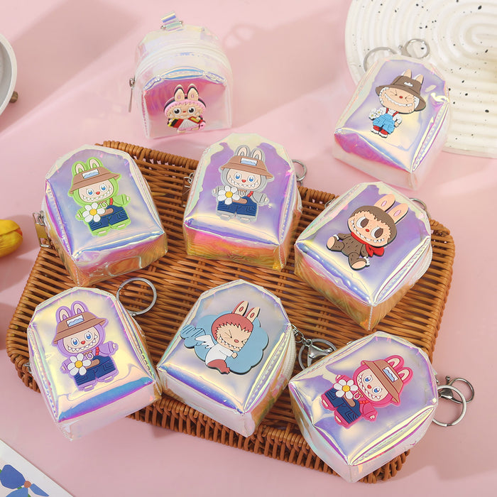 Wholesale Random Colorful Small Backpack Coin Purse Keychain Clutch Bag Laser Storage Small School Bag Doll Machine