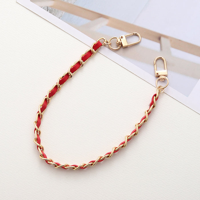 Wholesale Pearl Handheld Chain DIY Mobile Phone Case Accessories Metal Chain Keychains JDC-KC-GL003