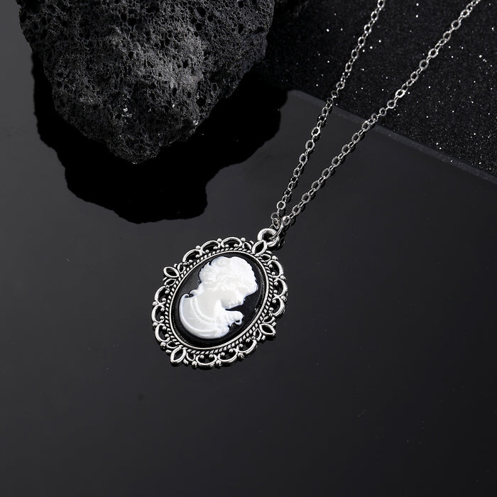 Wholesale Black and White Skull Queen Tooth Earrings Retro Palace Style Old Portrait Mayo Women' s Hanging