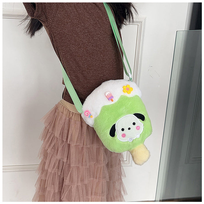 Wholesale New plush ice cream bag, cute doll shoulder bag, children's crossbody bag, coin purse