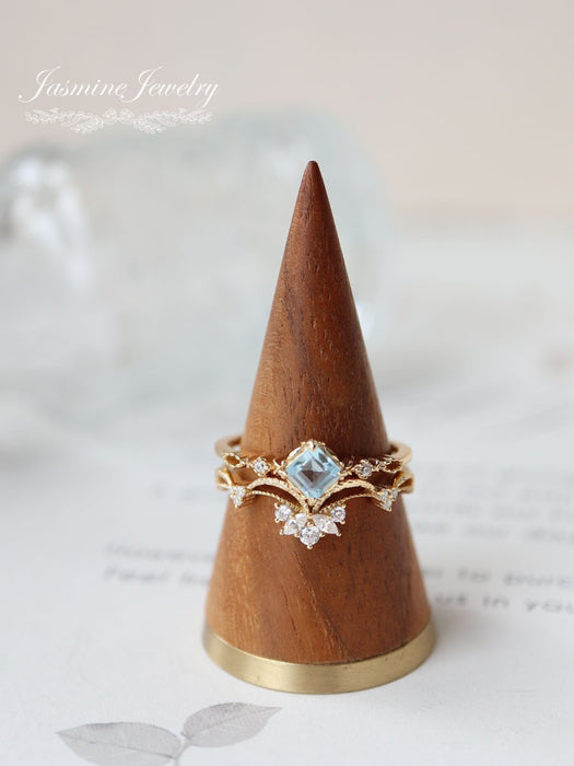 Wholesale Zircon flower bud ring, simple and versatile, layered ring set, light luxury ring
