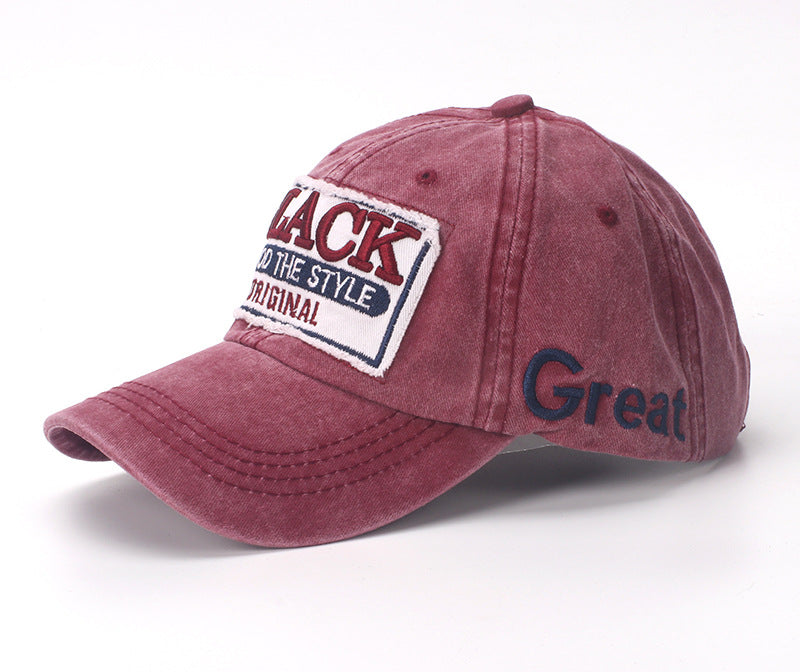Wholesale Baseball cap, washed with adhesive fabric, letter denim duckbill cap, sun visor hat