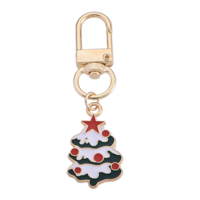 Wholesale Christmas Keychain Christmas Tree Series Keychain Alloy Oil Dripping Decorative Chain Bag Pendant