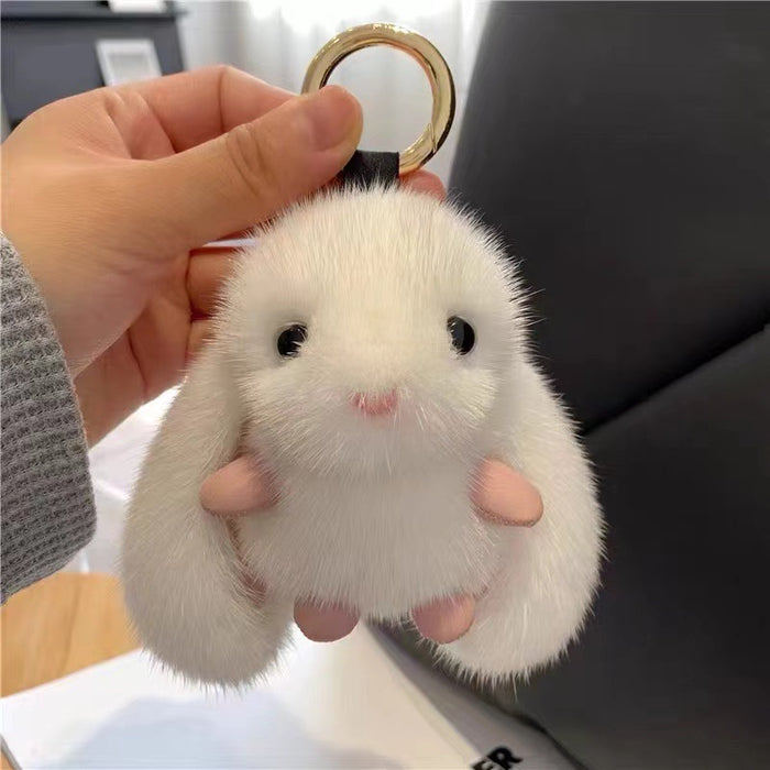 Wholesale Cute Girl Plush Bunny Imitation Mink Hair Car Keychain Pendant Plush Baby Bag Pendant