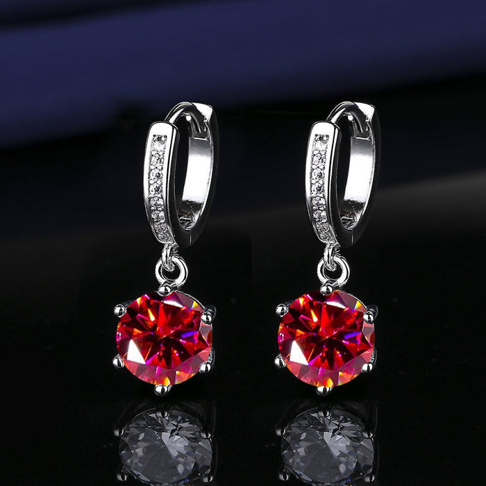 Wholesale Platinum Gold Tassel Earrings Six-Prong Imitation Moissanite Two Carat for Women Everyday Fashion Accessory