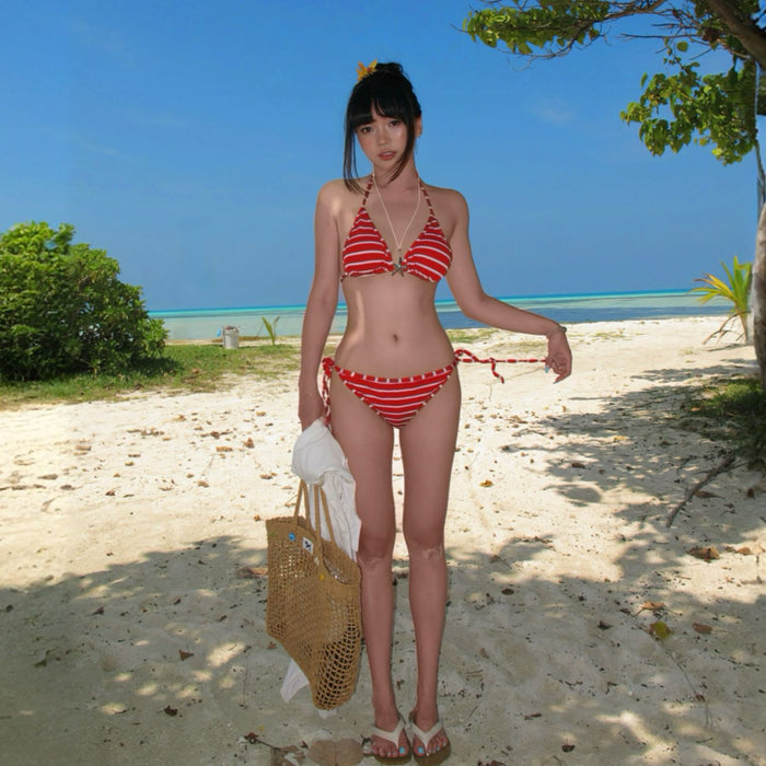 Wholesale Bikini minimalist striped neck strapless sexy minimalist swimsuit