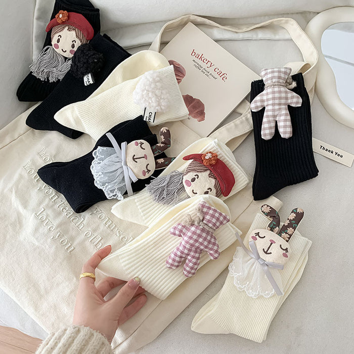 Wholesale Socks Cute Cartoon Doll Middle Tube Accessories Socks Independent Packaging