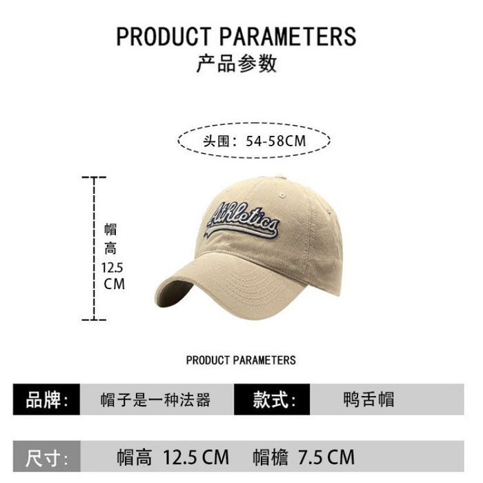 Wholesale Vintage baseball cap with widened embroidered letters, versatile sun shading duckbill cap