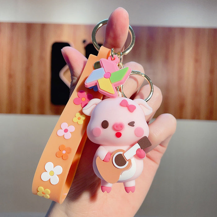 Wholesale Cute Cartoon PVC Pig Keychains