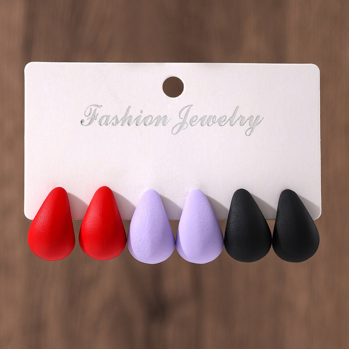 Wholesale Water droplet earring set macaron color niche high-end temperament ear accessory