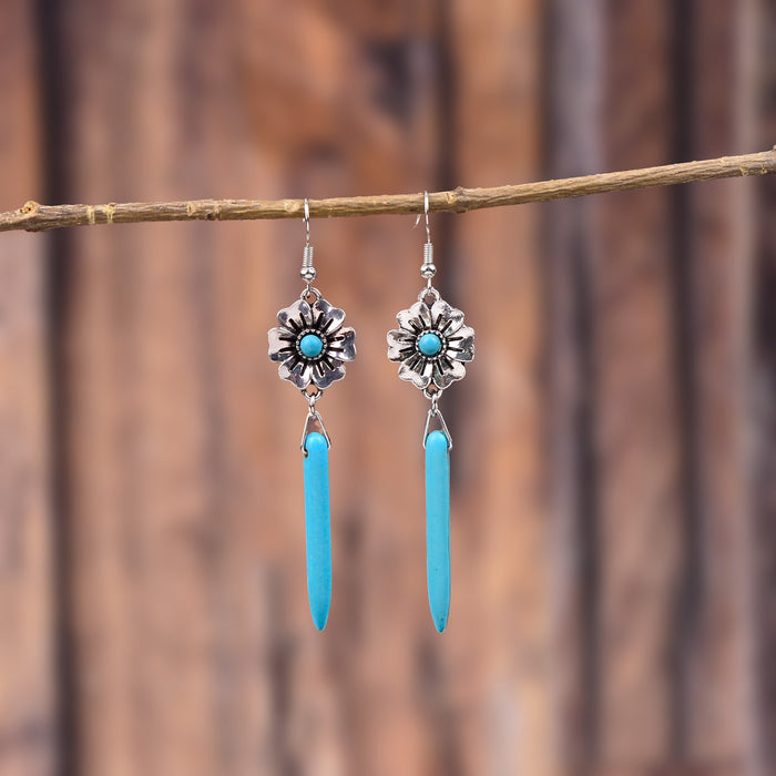 Wholesale Alloy ethnic style turquoise tassel exquisite earrings