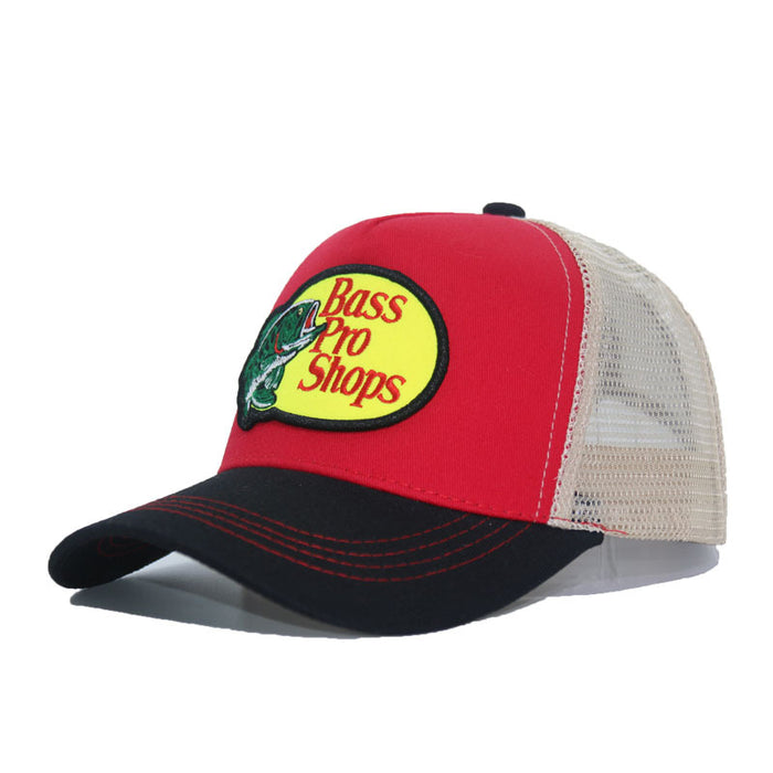 Wholesale Bass fish embroidery baseball cap summer breathable men's and women's sunshade cap patch sun hat