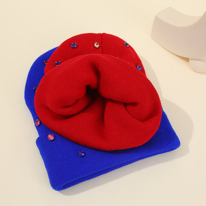 Wholesale Rhinestone Embellished Cold Hat Versatile Pullover Knitted Hat