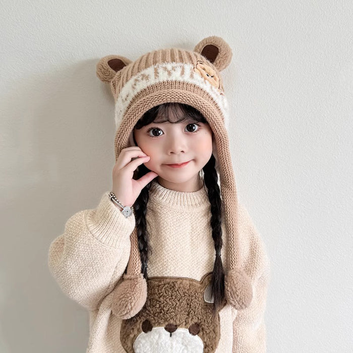 Wholesale Cute Girls Thickened Warm Children's Hat Autumn and Winter Cartoon Boy's Wool Hat Baby Ear Protection Hat