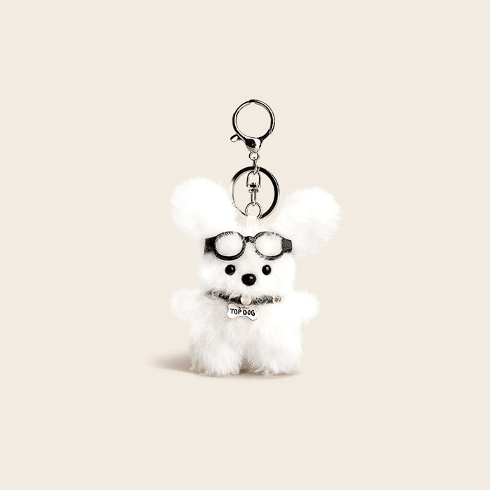 Wholesale Glasses Straw Puppy Plush Keychain