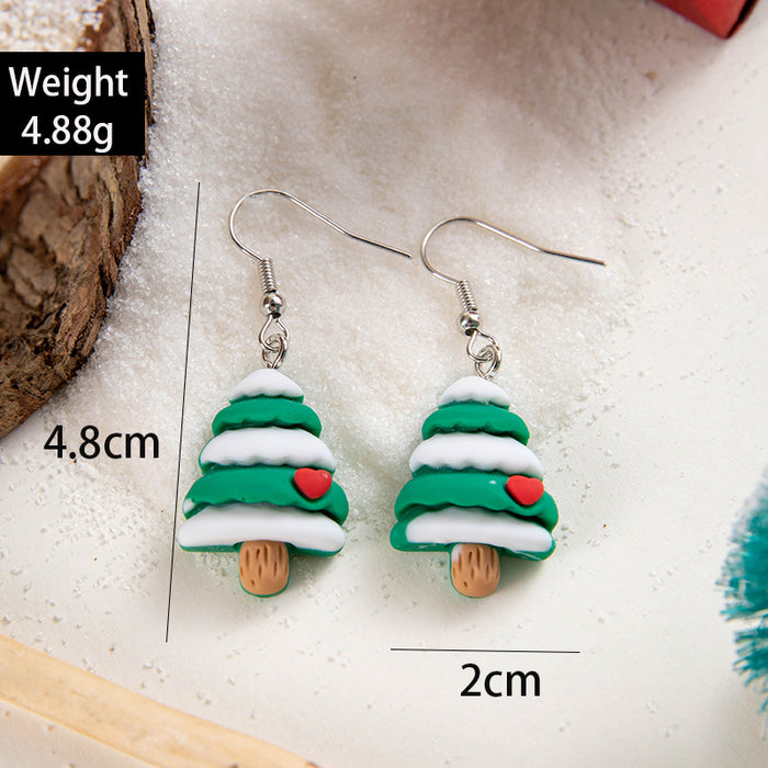 Wholesale Stylish Resin Christmas Tree Snowflake Earrings Cute Design Jewelry Accessory MOQ≥2
