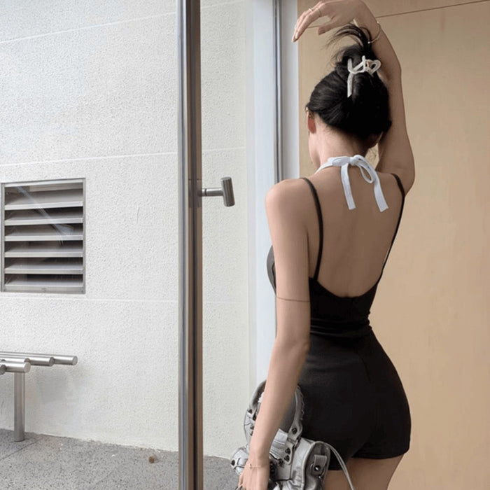 Wholesale Color blocking vest one-piece swimsuit, layered flat cornered tight swimsuit