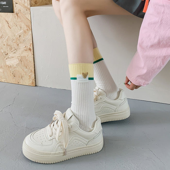 Wholesale Socks color blocked cotton pile socks color blocked heart