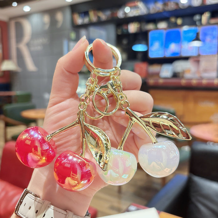 Wholesale Chic Resin Cherry Keychain - Colorful Pink Car Key Accessory MOQ≥2
