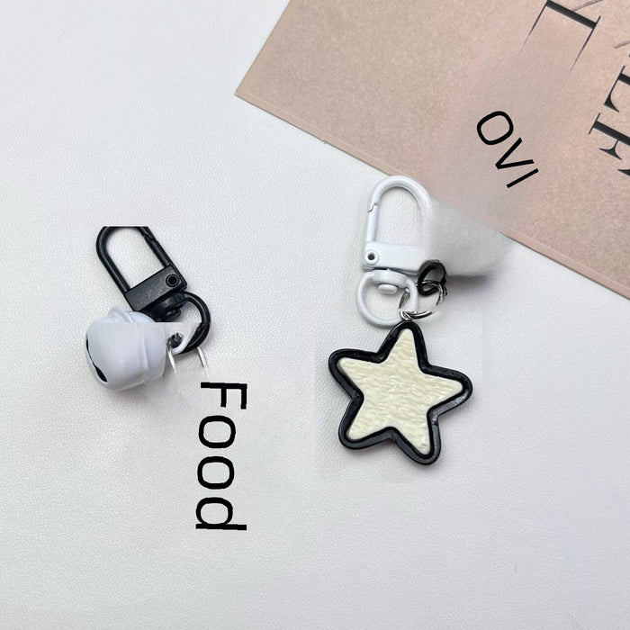 Wholesale Black and white star keychain, five pointed star, cute retro pendant, versatile backpack accessories