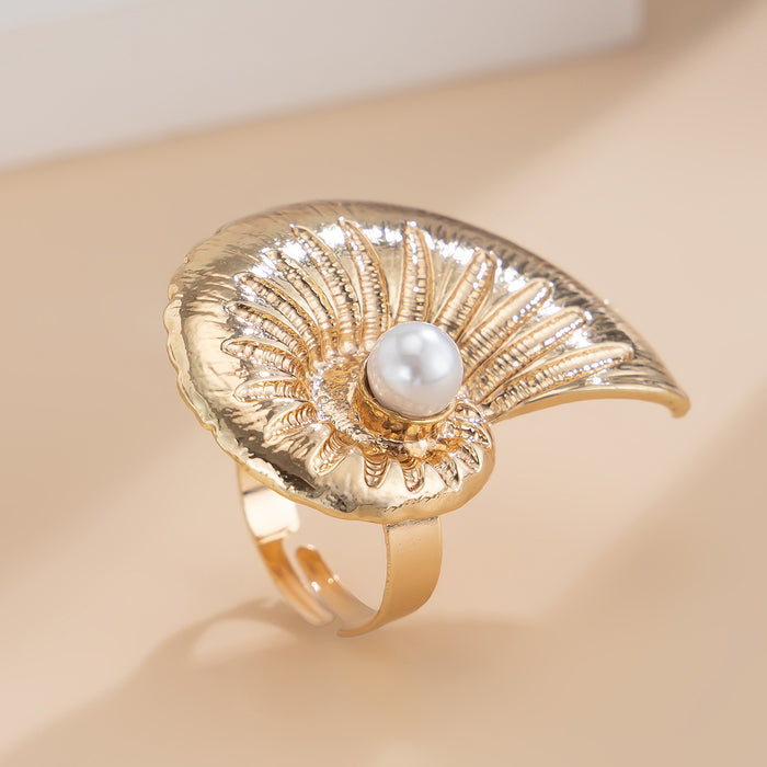 Wholesale Jewelry alloy ring imitation pearl adjustable ring