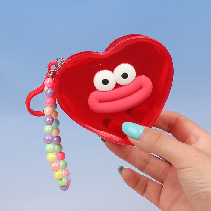 Wholesale Trendy Transparent PVC Coin Purse With Funny Lip Design Blue Pendant For Keys And Lipstick Car Key Accessory