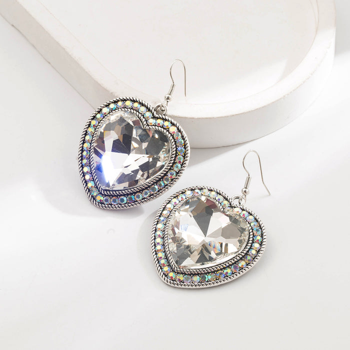Wholesale Retro Heart Turquoise Inlay Earrings