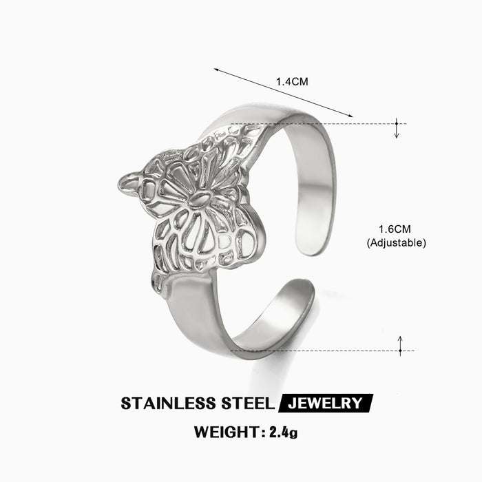 Wholesale Stainless steel female hip hop Gold Plated Rings Adjustable rings