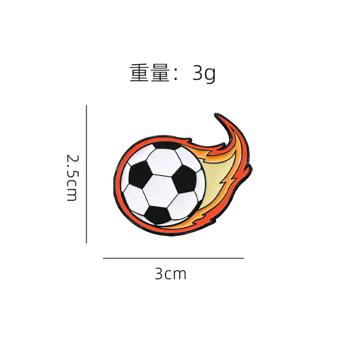 Wholesale Flame Ball Brooch Basketball Football Sports Gift Metal Paint Badge