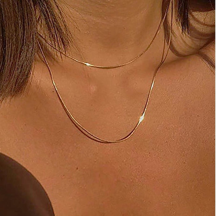 Wholesale Simple titanium steel gold versatile necklace with temperament collarbone chain