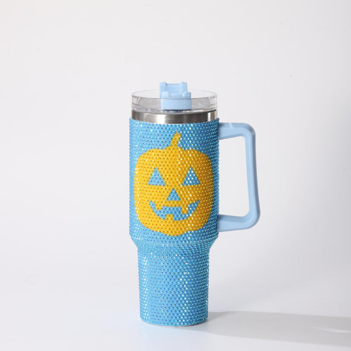 Wholesale 304 Stainless Steel  Pumpkin Face Rhinestone Vacuum Insulated Cup 40oz