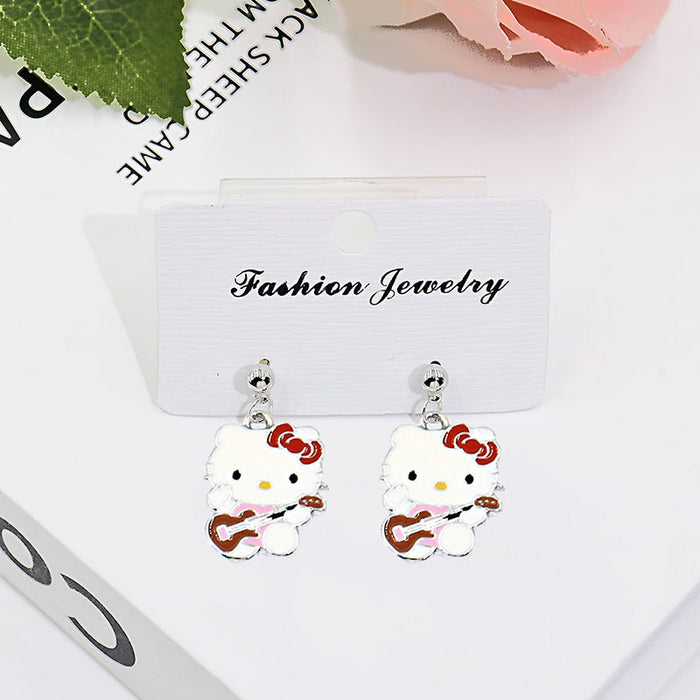 Wholesale Cute Cartoon Cat Short Earrings Metal Electroplated Fashion Jewelry Accessory for Women