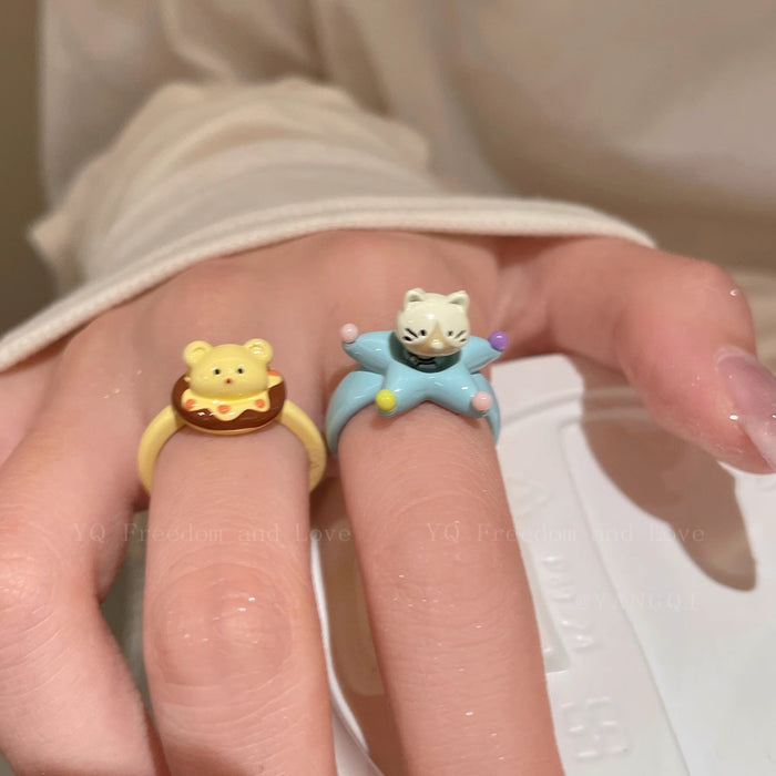 Wholesale Original cute cartoon opening ring with a niche design sense