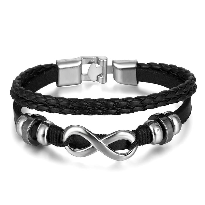 Wholesale Hollow Triangle Leather Men's Bracelet JDC-BT-HanShi005