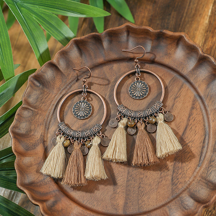 Wholesale Zinc Alloy Bohemian Tassel Earrings - Trendy Fashion Jewelry