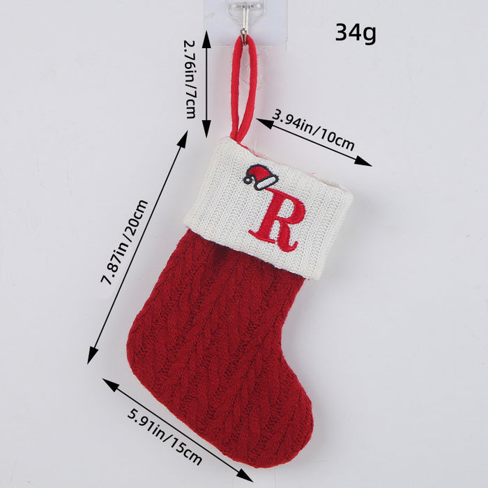 Wholesale Classic Red Letter Christmas Socks Wool Knitted Christmas Socks Festive Christmas Pendant Decoration