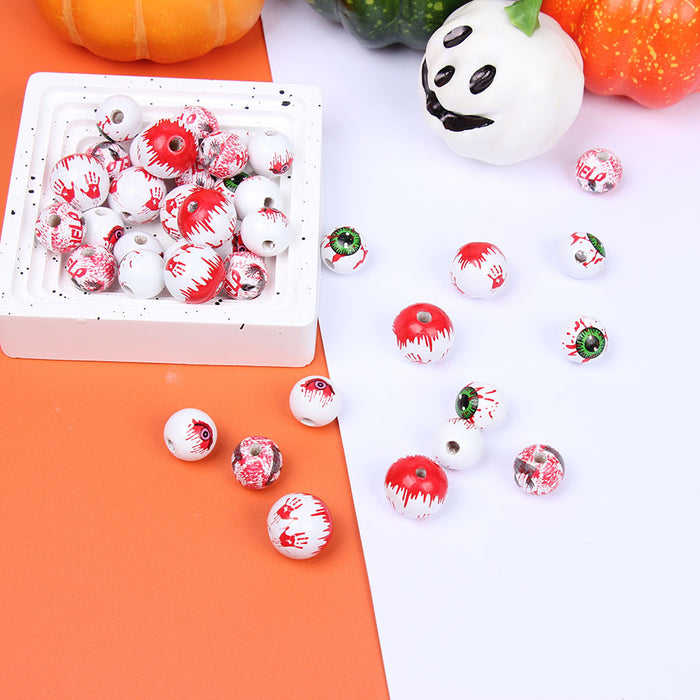 Wholesale 50PCS Halloween Blood Palm Blood Eyes Wooden Beads JDC-BDS-TianYue025