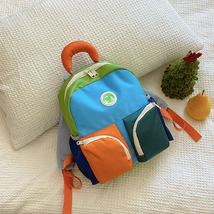 Wholesale Cute children's backpack, ultra light cartoon printed backpack, fashionable contrasting color backpack