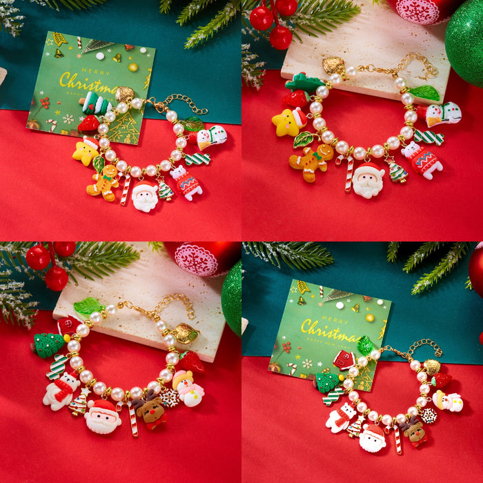 Wholesale Christmas cute imitation pearl bracelet versatile high-end sweet gift for girlfriends handmade beaded jewelry